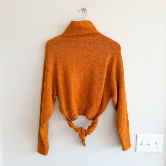 Aritizia Wilfred Lorin Alpaca Wool Turtleneck Tie-Waist Pullover Sweater Orange - Picture 3 of 9